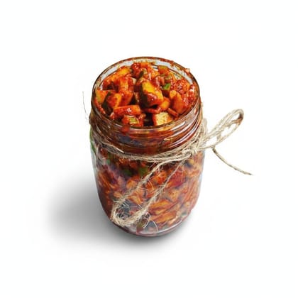 Homemade Style Tangy Mango Pickle - 250 gm - One glass jar