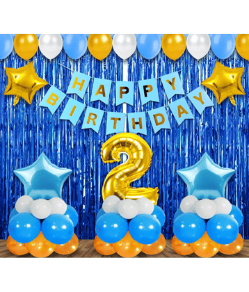 Jolly Party  2nd Birthday Decoration Items For Boys -38 pcs Blue Birthday Decoration - 2nd Birthday Party Decorations,Birthday Decorations kit for Boys