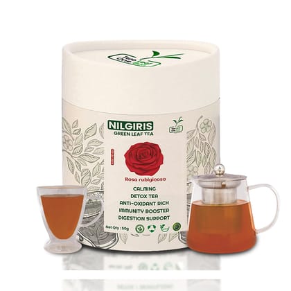 Two Leaf One Bud Nilgris Green Leaf Tea - Rose Petals 50 Gms
