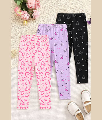 Trampoline Pack of 3 Girls Cotton Legging ( Multicolor )
