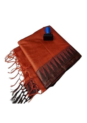Elegant Semi Tussar Silk Saree with Temple Border and Striped Blouse