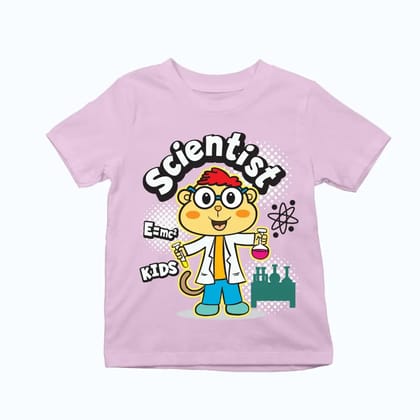 Monkey Scientist Exclusive T-shirt for Kids-Pink / 0-12 Months