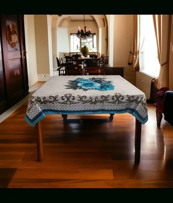 mopak decor Printed Polyester 6 Seater Rectangle Table Cover ( 137 x 91 ) cm Pack of 1 Blue