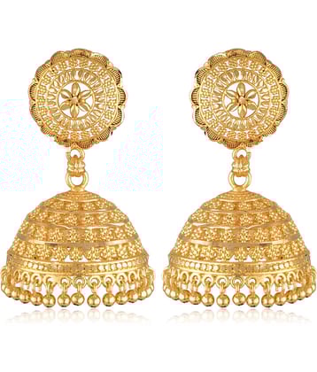 Vighnaharta Golden Jhumki Earrings ( Pack of 1 )