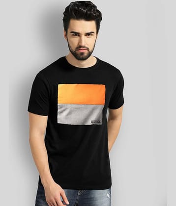 Leotude Men Cotton Blend Regular Fit Colorblock T-Shirt ( Black )