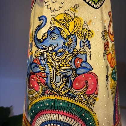 8 inch Ganesh design round lamp