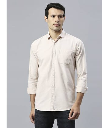 HJ HASASI 100% Cotton Slim Fit Solids Full Sleeves Men's Casual Shirt - Cream ( Pack of 1 )
