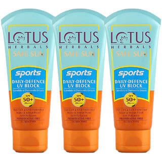 Lotus Herbals Safe Sun Sports DailyDefence Uv Block Spf 50 Pa Water Resistant  Sweat Resistant 40G  (Pack Of 3)