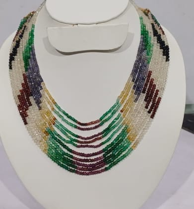 Artisanal Rainbow Gemstone Cascade Necklace