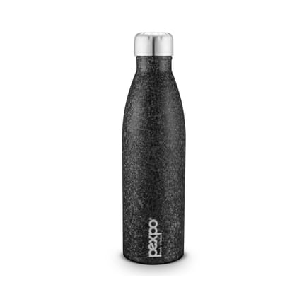 PEXPO Stainless Steel Fridge Water Bottle, 1L, Black, Genro | Wide Mouth Water Bottle With a Sturdy Grip