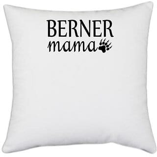 UDNAG White Polyester 'Dog | Berner mama' Pillow Cover [16 Inch X 16 Inch]