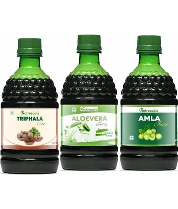NUTROCOPIA Triphala, Aloe vera & Amla Juice to Relieves Constipation Pack of 3 of 400 ML(1200 ML)