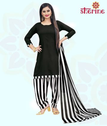 Anand Black Crepe Unstitched Dress Material