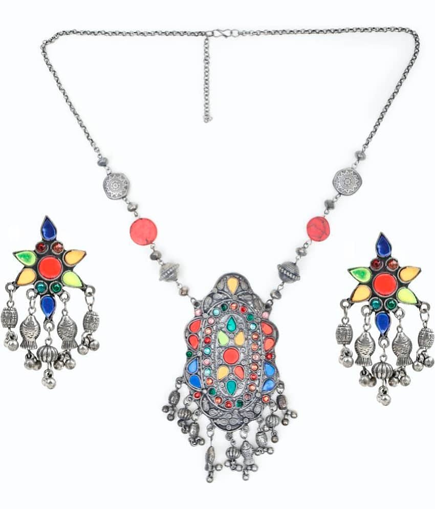 Sunhari Jewels - Multi Color Brass Necklace Set ( Pack of 1 )