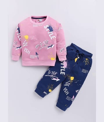 Mars Infiniti Pack of 1 Unisex Cotton Blend Sweatshirt & Trackpant Set ( Pink )