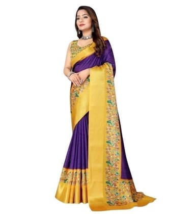 Women's Cotton Silk Printed Saree With Unstitched Blouse 5.5Mtr (Multicolor)-PID66565