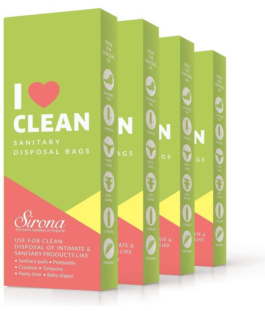 Sirona Sanitary Napkin & Baby Diapers Disposal Bags - 60 Bags (Pack of 4 - Each Pack Contains 15 Bags)