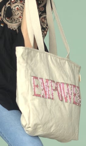 Canvas Tote with Elegant Embellishments
