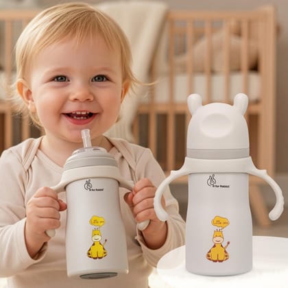 R for Rabbit Steebo Tiny Tales Premium Stainless Steel Straw Sipper for Kids, Leak & Spill Proof BPA Free Soft Silicone Straw Drinking Sipper Bottle for Kids Boy & Girl of 12+ Months (270ml, Beige) R for Rabbit Steebo Tiny Tales Premium Stainless Steel S