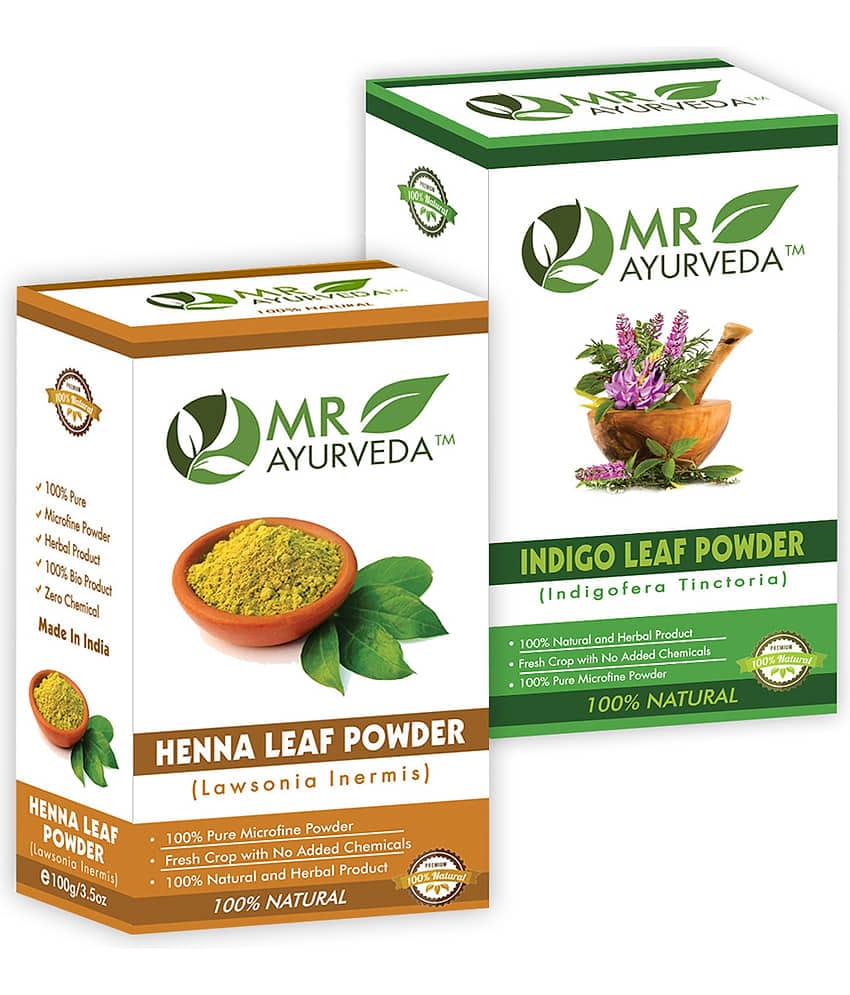 MR Ayurveda 100% Pure Indigo Powder & Henna Powder (Hair Color) Ayurveda Henna 200 g Pack of 2