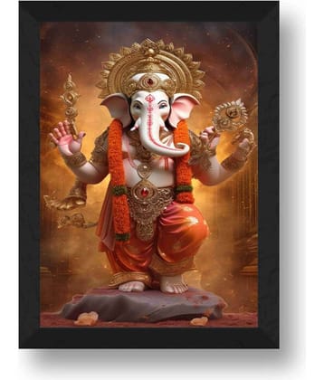 Saf - Lord Ganesh ji Religious wall hanging Painting with Frame (1U)