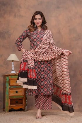 Stitched Cotton Sets Elegant Hand Block Printed Cotton Kurti Sets perfect for daily wear and festive occasions!Comfort fit | Soft breathable fabric | Beautiful hand block prints...