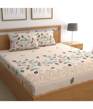 CG HOMES Microfiber 1 Double Bedsheet with 2 Pillow Covers ( Gold )