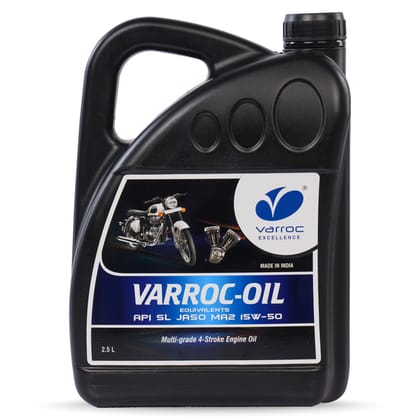 VARROC Multi-Grade 4-Stroke Engine Oil for Bikes, High Friction Modifiers, High Fuel Economy, Unique Dispersant Technology, Ideal for High Performance Bikes (2.5L)