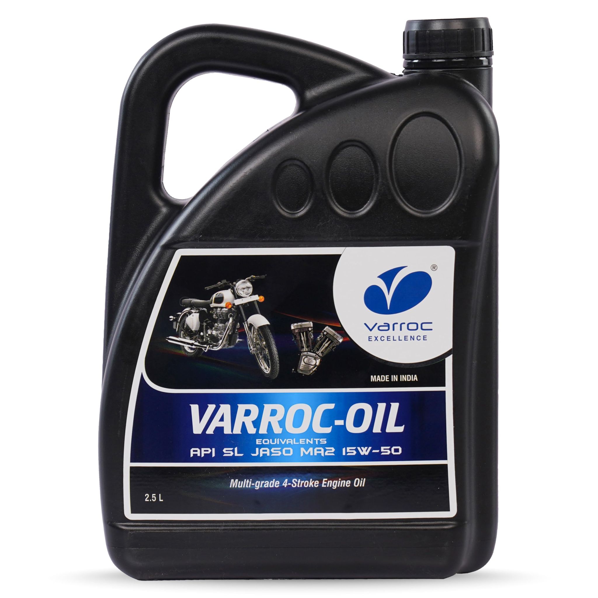 VARROC Multi-Grade 4-Stroke Engine Oil for Bikes, High Friction Modifiers, High Fuel Economy, Unique Dispersant Technology, Ideal for High Performance Bikes (2.5L)