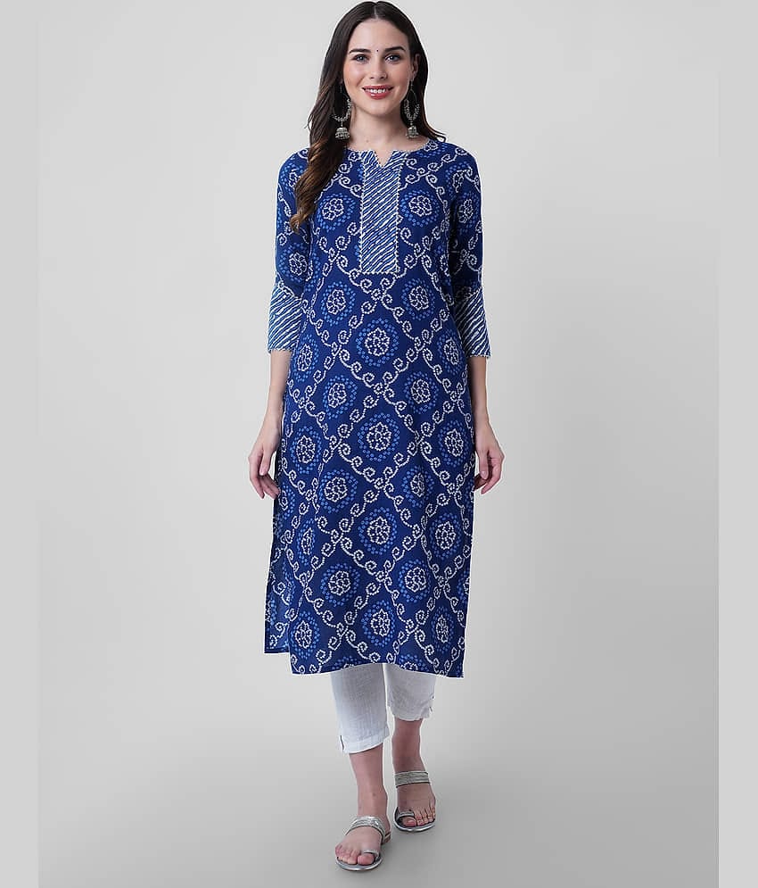 GOD BLESS - Blue Rayon Women's Straight Kurti ( Pack of 1 )
