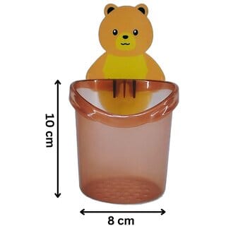 Toothbrush Holder Plastic Stand for Toothpaste, Comb, Brush, Drain Waterproof Self-Adhesive, Teddy Bear