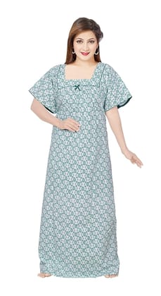 STYLACLUE Women's Pure Cotton Square Neck Printed Square Neck Nighty for Women