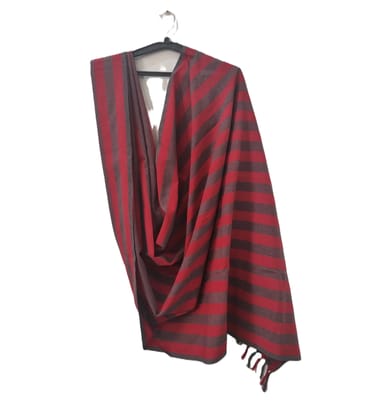 Dhaga Vishwas Ka Handloom Cotton Stole Red Grey