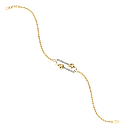 Senco Gold Twin Trio Beauty Diamond Bracelet (1.4 gram / 0.06 Ct / HI-SI / 18K Yellow Gold)