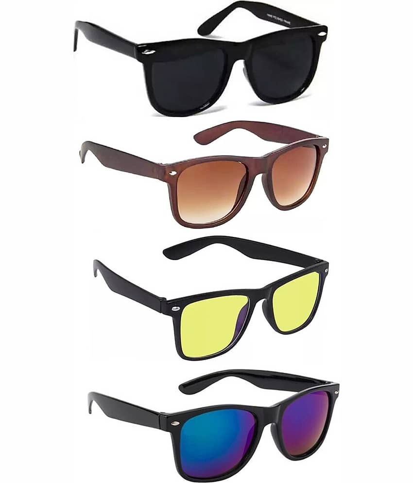 Elligator Black Rectangular Sunglasses ( Pack of 4 )