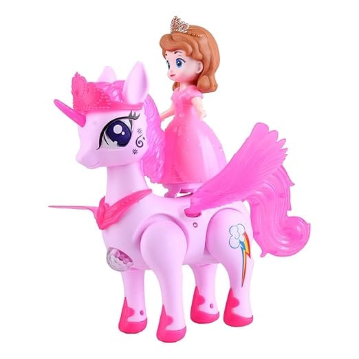 Braintastic Girl House Dancing Walking Doll Princess Musical 360 Degree Rotating with Flashing Lights & Music Sound Toys for Kids (Girls House Pink)