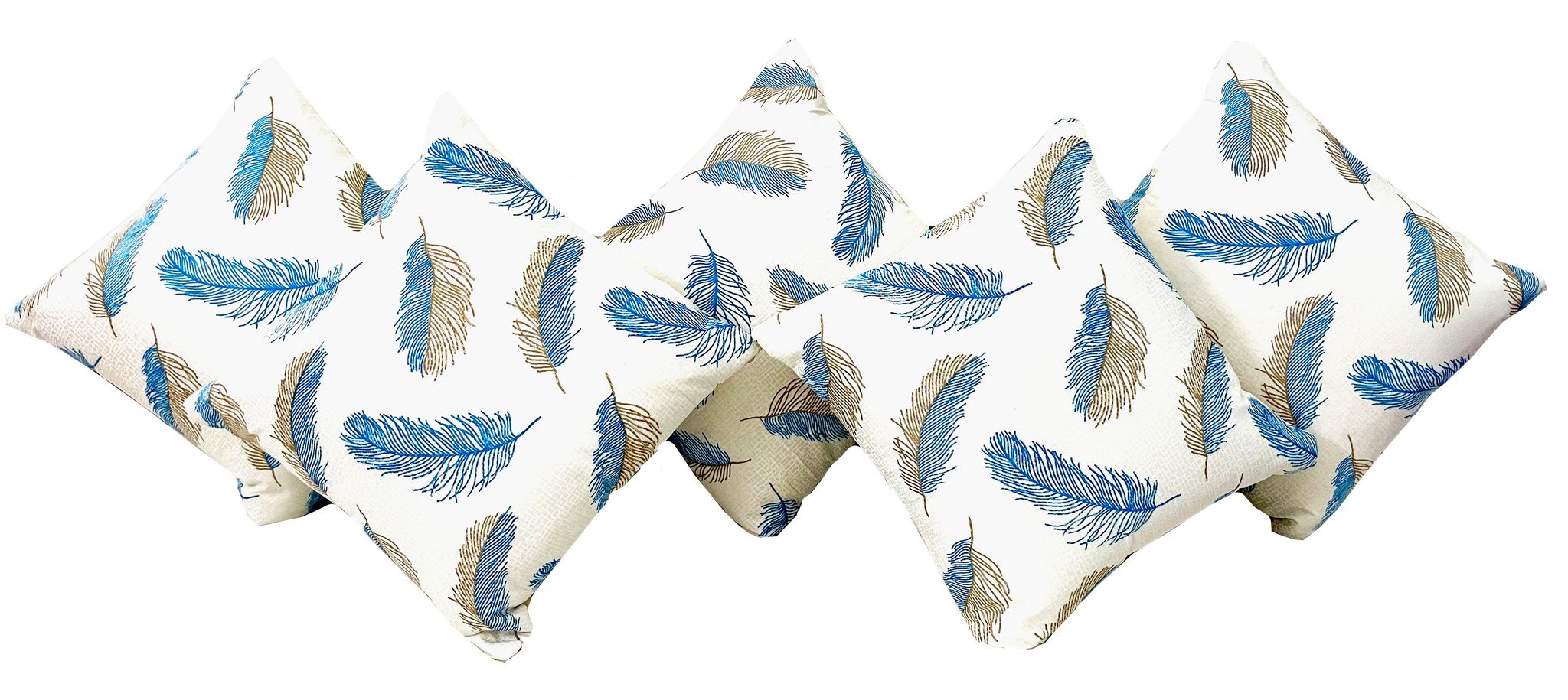 Omkar by 3 Inc. Set of 5 Decorative Hand Embroidered Sparkling Rays Silk Satin Pillow Cushion Cover for Living Room Bedroom Sofa (16x16 Inch- 40x40 Cms)(Leaf Design Cushion)