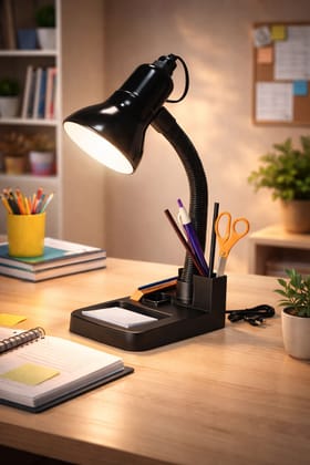 SPARKWORLD Black Adjustable LED Study Lamp Flexible Desk Light for Reading, Study & Work (Clamp Base) | Size: 6x 22 cm