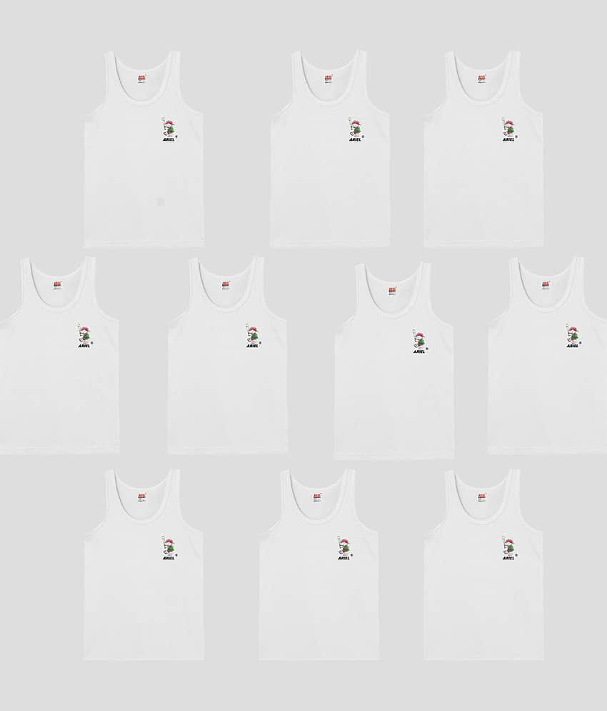 Ariel Pack of 10 Boys Cotton ( White )