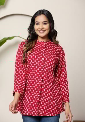 Ruby Diamond Pleated Top-S
