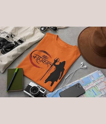 TREND SKY Polyester Regular Fit Printed Half Sleeves Men's Round T-Shirt - Orange ( Pack of 1 )