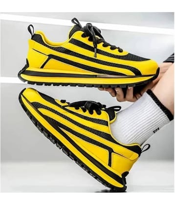ADISO casual sneakers,walking shoes Yellow Men's Lifestyle Shoes