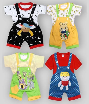 Babeezworld Pack of 4 Baby Boys Cotton Dungarees ( Multicolor )