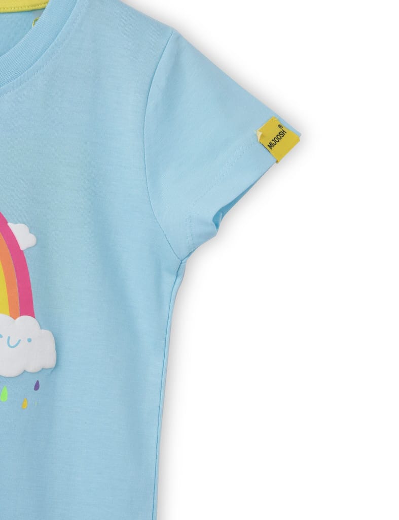 Elegant Kids Girls T shirt Cotton Atomizer Blue Rainbow and Cloud print 2025 at ShopCircuit | ON