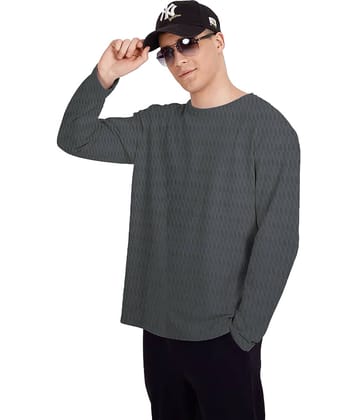 Leotude Cotton Blend Regular Fit Solid Full Sleeves Men's Round T-Shirt - Grey ( Pack of 1 )