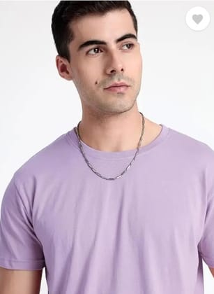 Men Solid Round Neck Pure Cotton Purple T-Shirt
