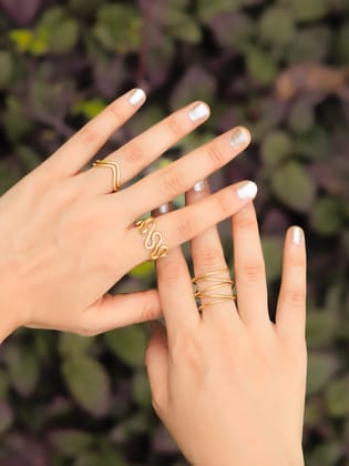 Harper 3 Rings Combo Brass Adjustable Ring (Anti Tarnish)