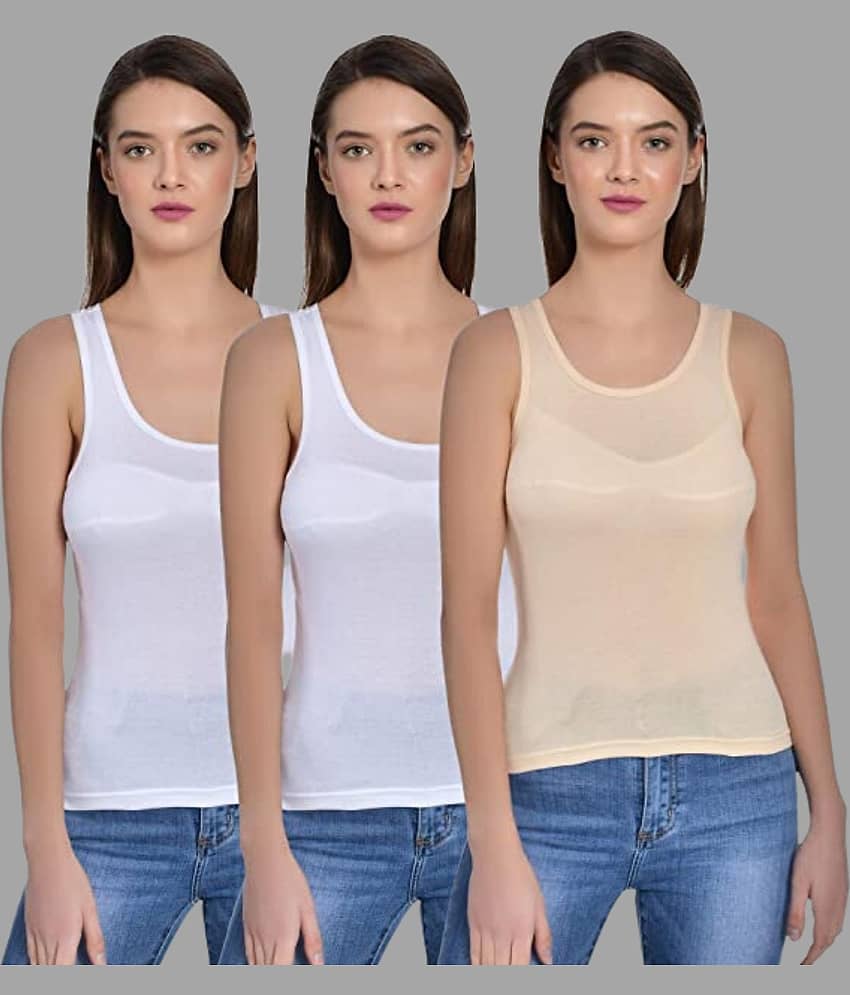AIMLY Cotton Camisoles - White Pack of 3