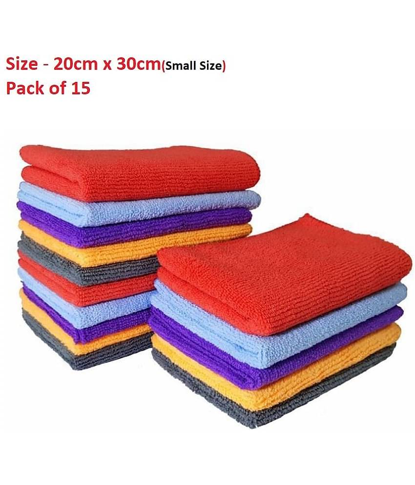 SOFTSPUN Microfiber Cloth 15pcs - Small - 20x30cms - 340 GSM Multicolor. Thick Lint & Streak-Free MultiPurpose cloths