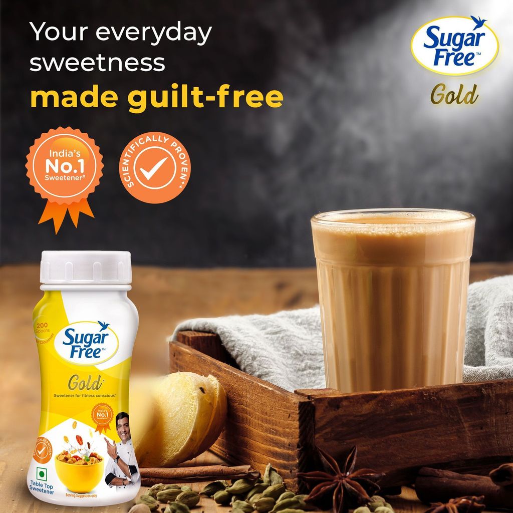 Sugar Free Gold, 100g, Jar| Equivalent to Sweetness from 2kg Sugar| India s No.1 Sweetner| Sweet like Sugar with Low Calories| Scientifically Proven & Tested